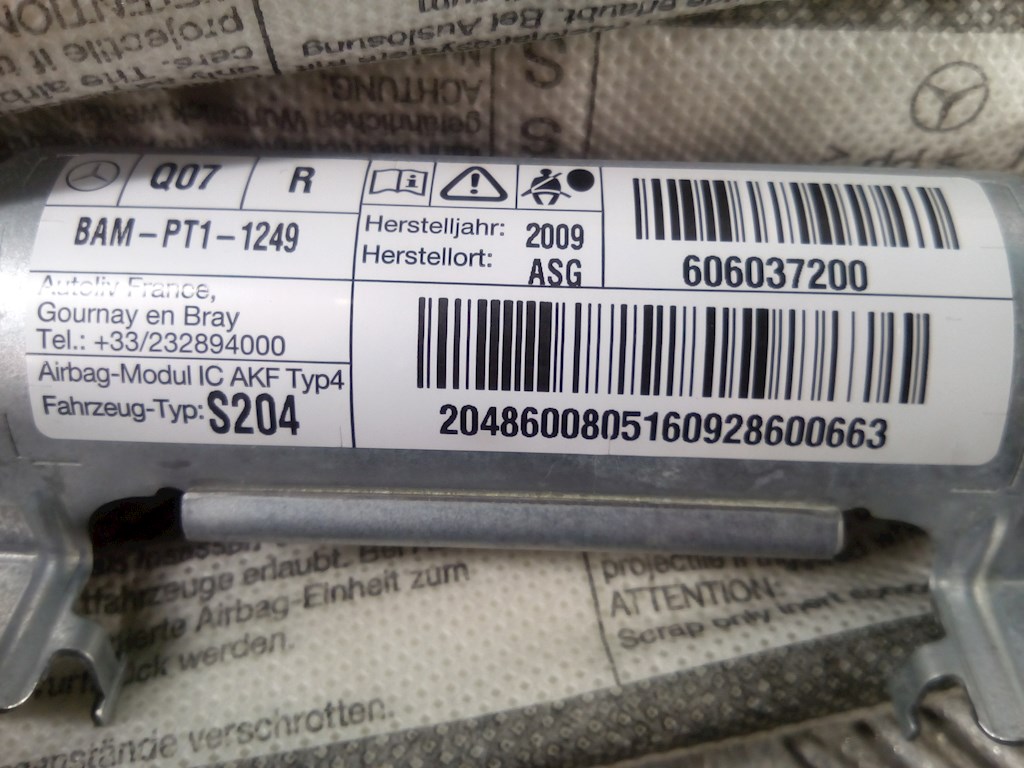 

Подушка безопасности боковая (шторка) Mercedes W204 (C Class), W204 (C Class)